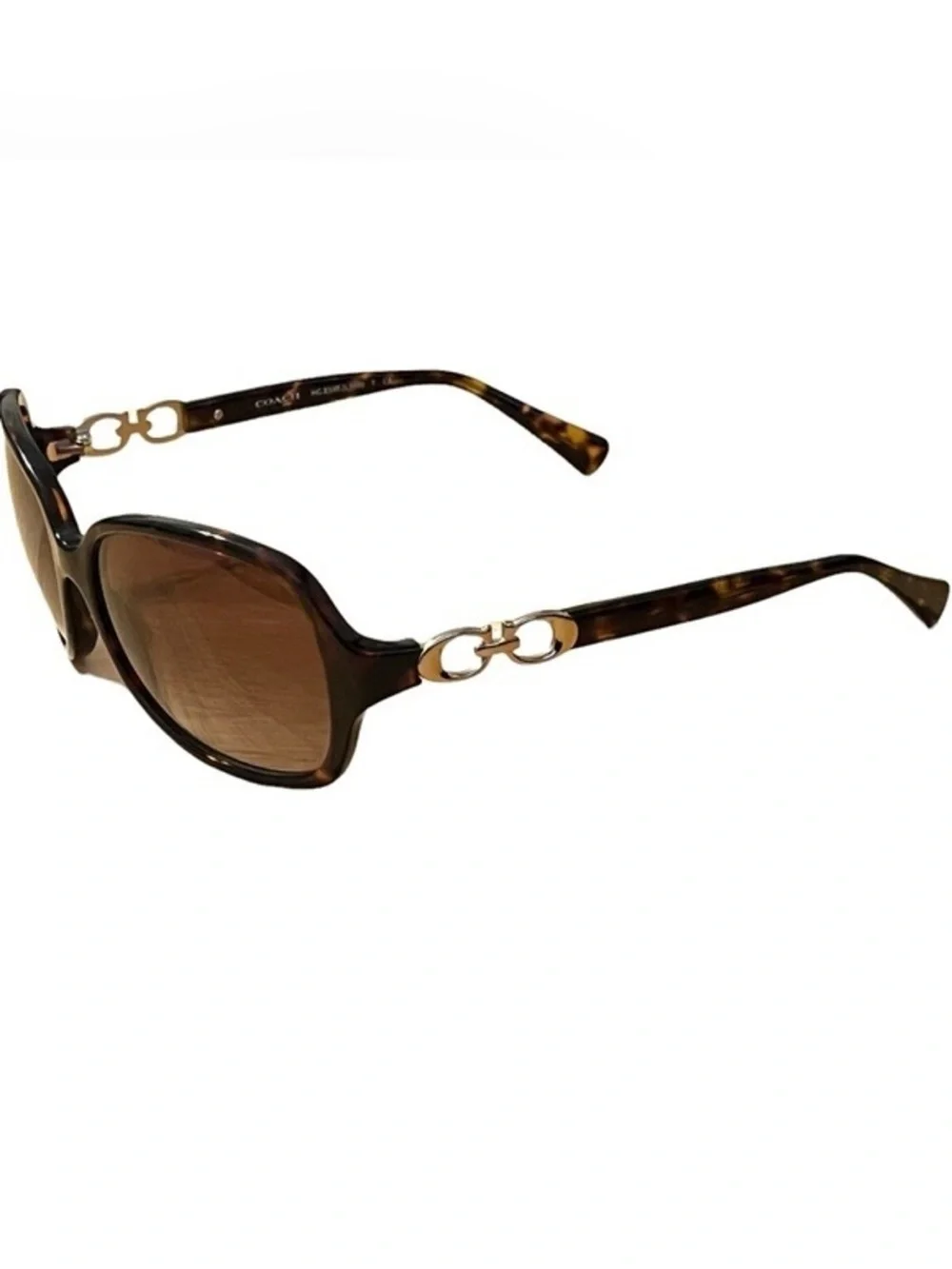Coach Tortoiseshell Sunglasses with Brown Gradient Lenses and Gold Accents